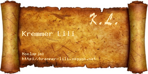 Kremmer Lili névjegykártya